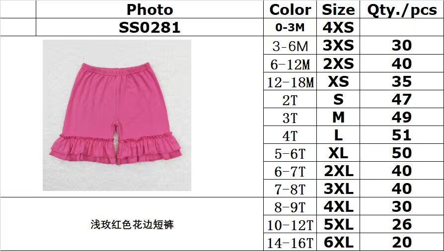 SS0281 Light rose red lace shorts
