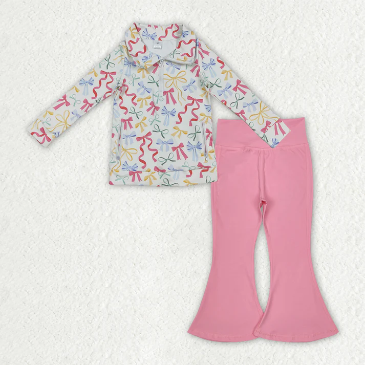 RTS NO MOQ Sibling Baby Girl clothes Yoga leopard floral Long Sleeve Trousers Sets