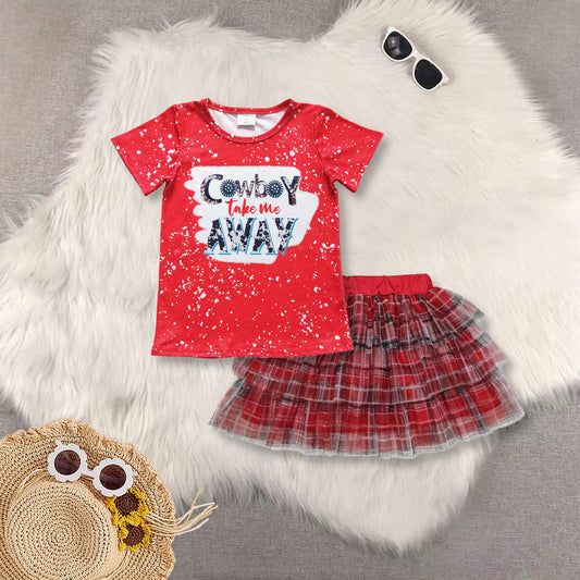 RTS NO MOQ Sibling baby girls clothes red short sleeve short skirts sets and Top and skirts