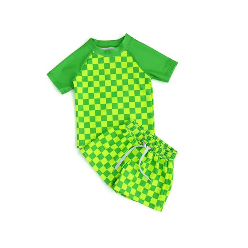 Deadline April 2 custom  no moq baby boys Boys Plaid Swimsuit