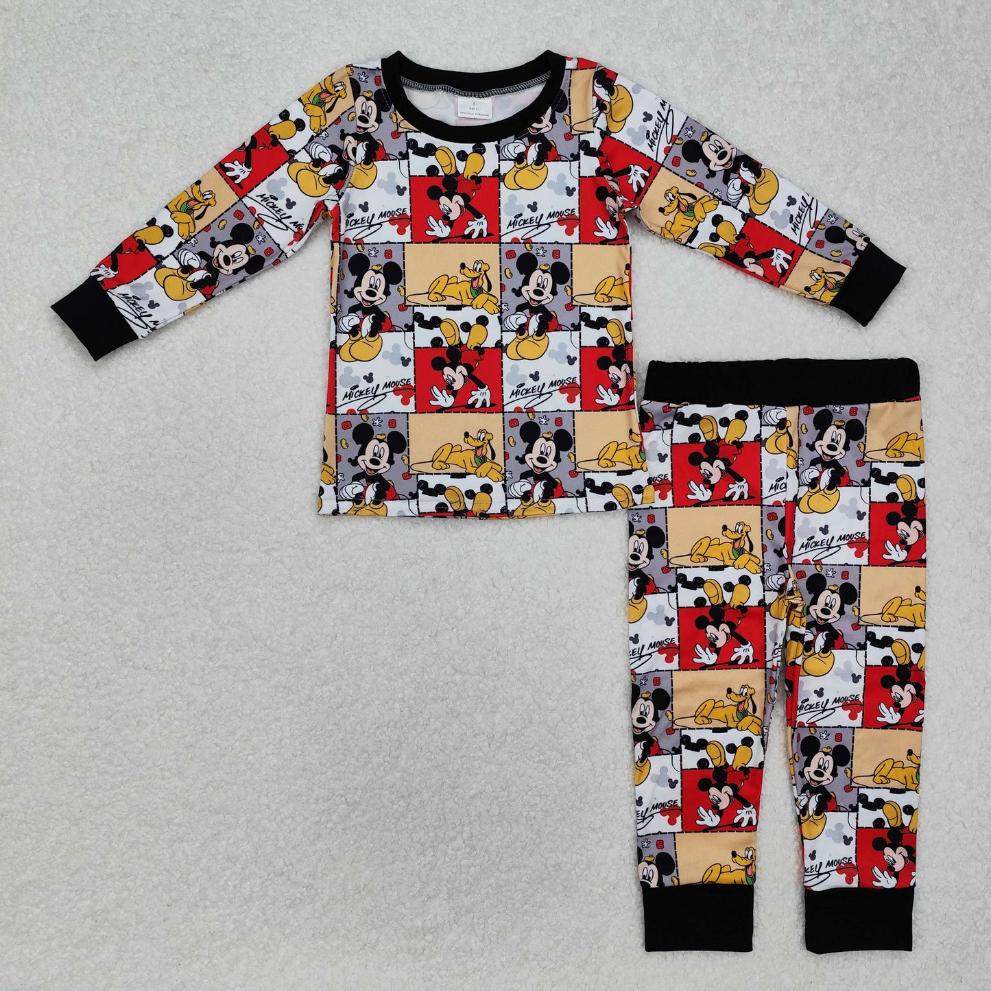 RTS NO MOQ ETA 5/7days Arrived BLP1058 Mickey red and gray plaid long-sleeved trousers pajama set