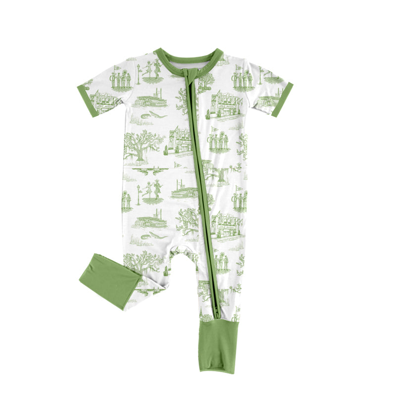 Custom NOLA TOILE COLLECTION  Green tree house summer  baby girls sets