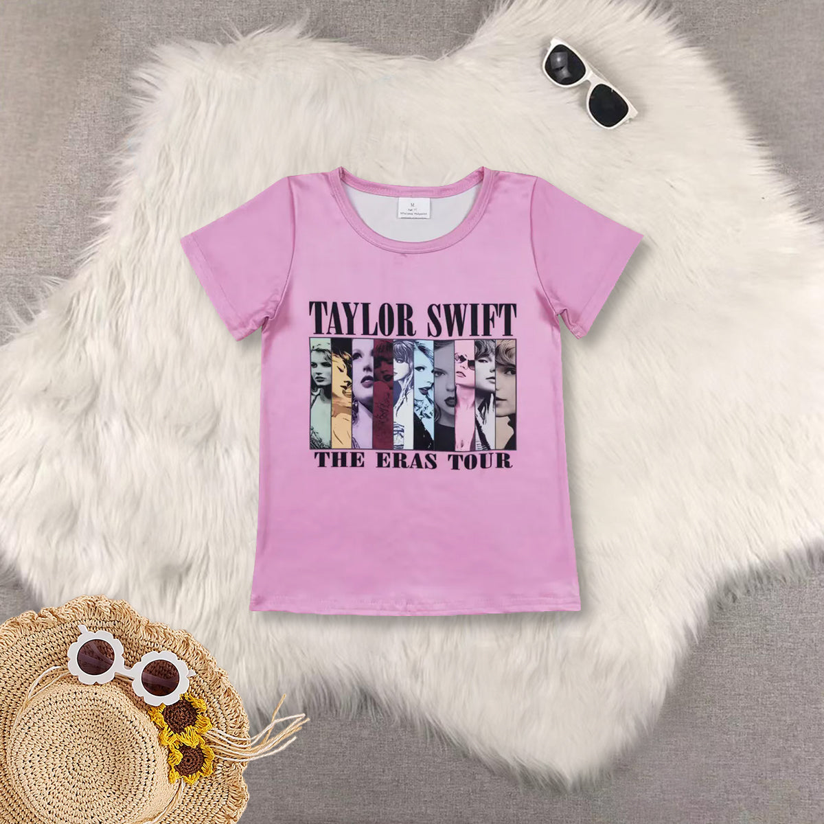 RTS NO MOQ Sibling baby girls clothes taylor pink Short Sleeve Suit  & Top and shorts