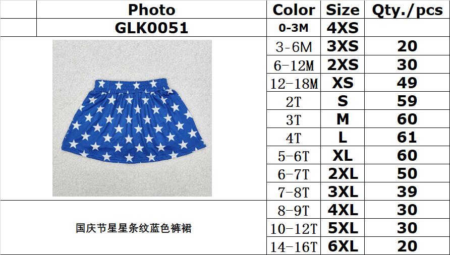 RTS NO MOQ ETA 5/7days Arrived GLK0051 National Day star stripe blue culottes