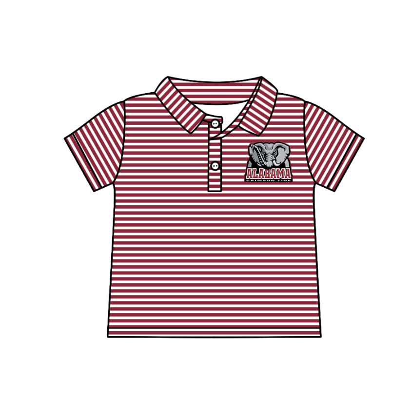 custom moq 3 eta 6-8weeks baby boy clothes team brick red striped short sleeve top-25.4.29