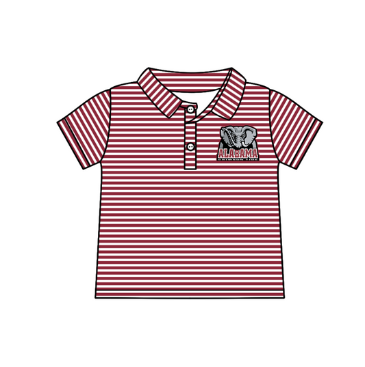 custom moq 3 eta 6-8weeks baby boy clothes team brick red striped short sleeve top-25.4.29