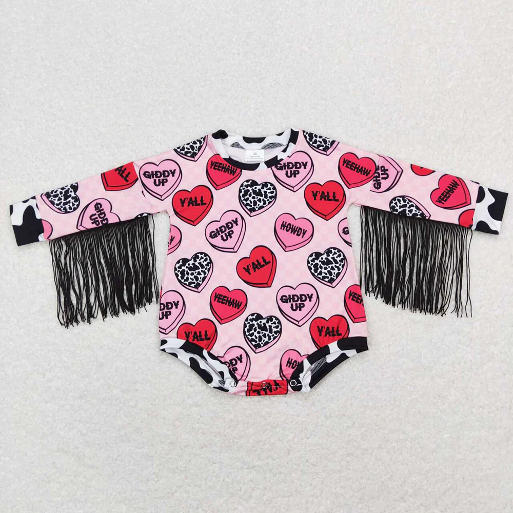 Valentines Hearts Western Yall Pink Romper Dresses Sibling Designs