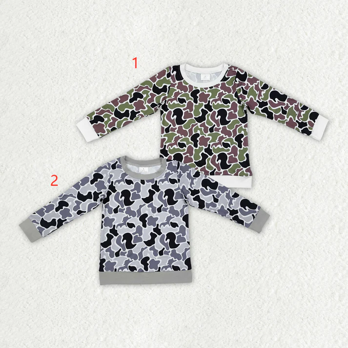 RTS NO MOQ Baby kid Camouflage pullover long sleeve top