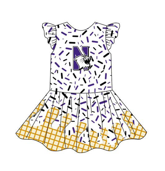 custom moq 3 eta 6-7weeks baby girls clothes team flying Sleeves Dress