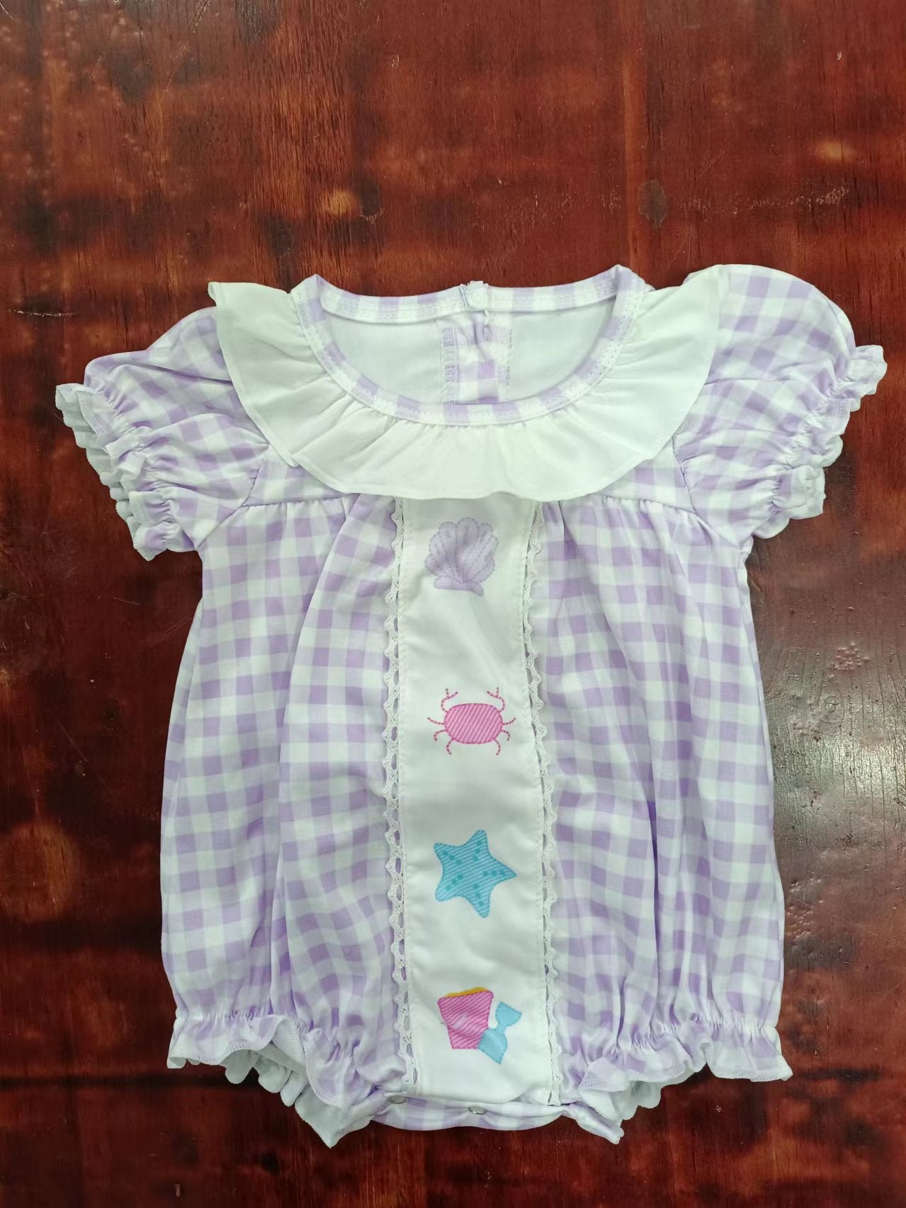 custom moq 5 eta 4-6weeks mix size baby girls clothes purple short sleeve summer Romper