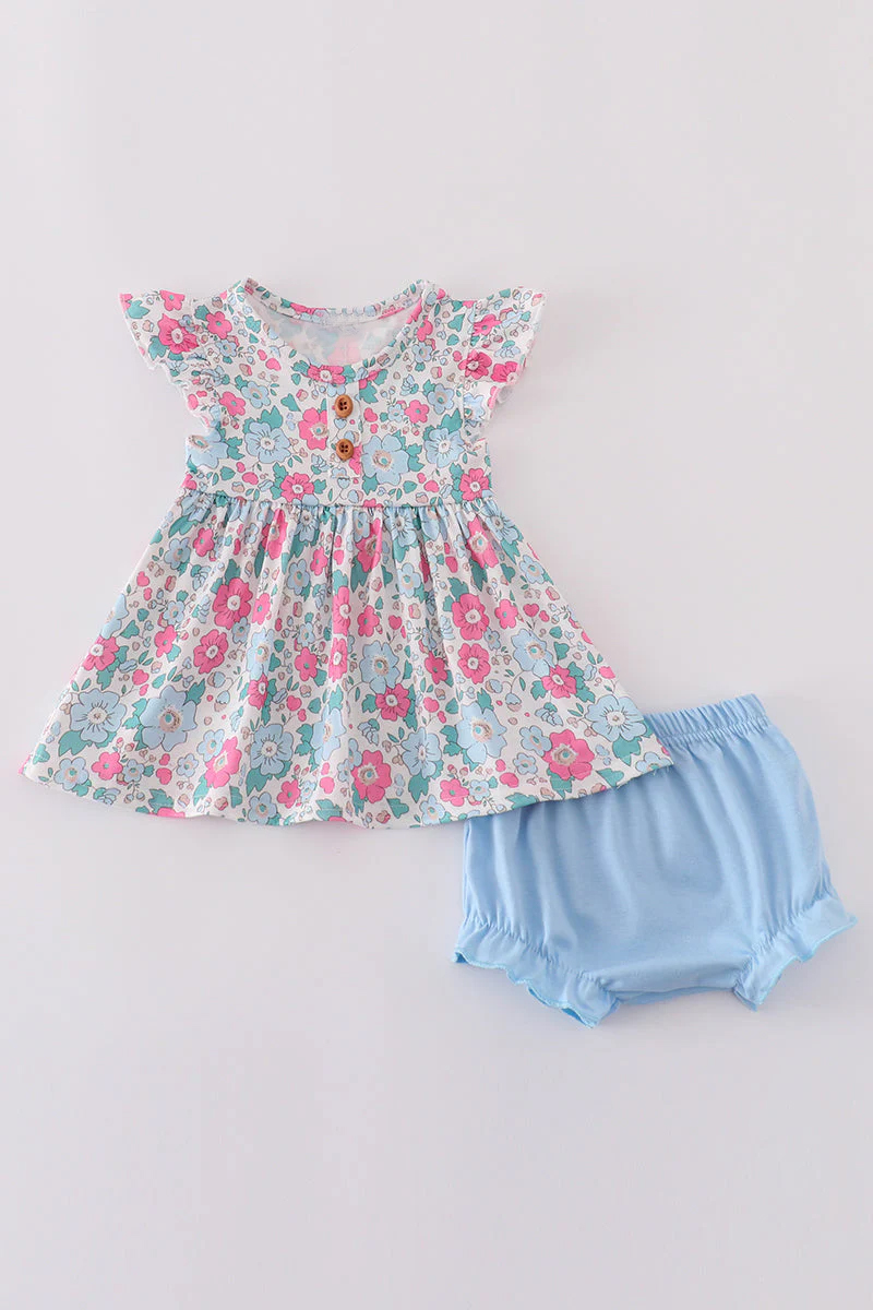 Custom Each moq 3 mix size baby girls Summer Girls Floral Clothes Collection