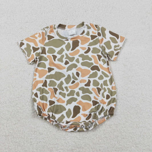RTS NO MOQ（In Stock) SR3452 Orange-Green Camouflage Short-Sleeved Jumpsuit