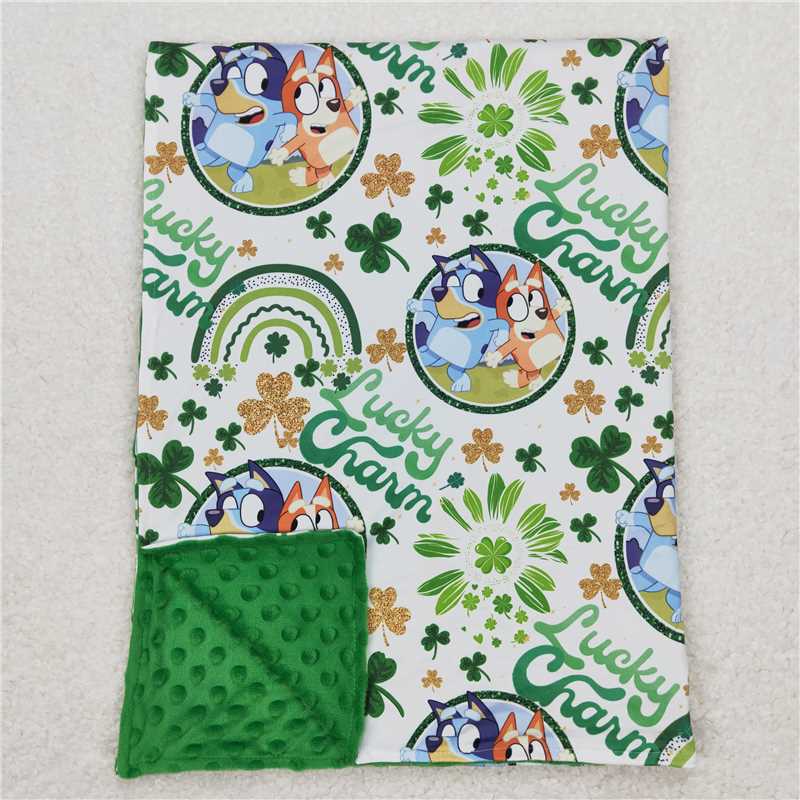 RTS NO MOQ St. Patrick's Four Leaf Clover short sleeve pants set & baby blanket