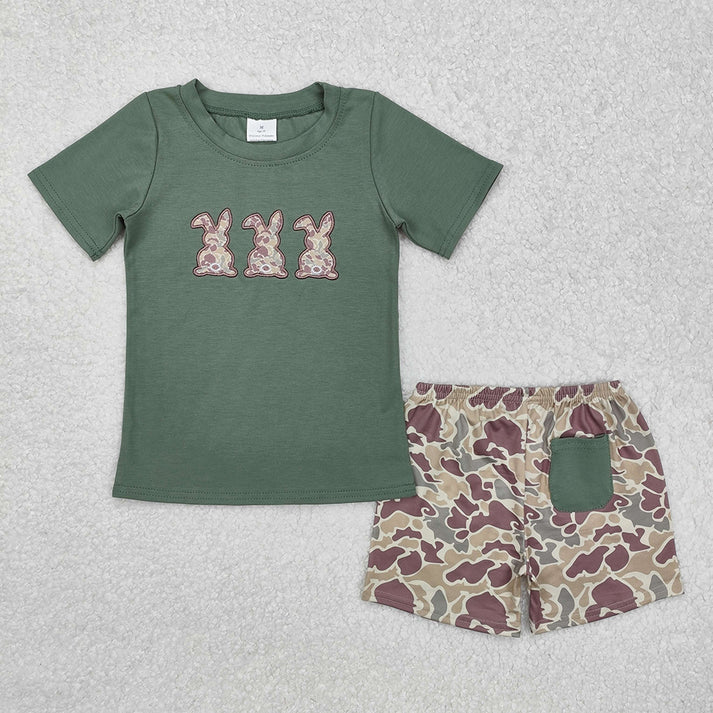 RTS Boys and girls embroidery easter Short Sleeve Shorts sets