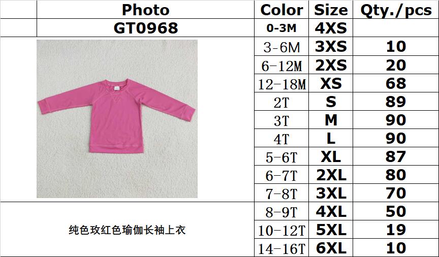 RTS NO MOQ GT0968 Pure rose red yoga long-sleeved top