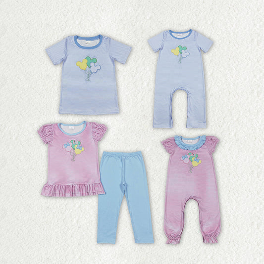 RTS NO MOQ Girls Boys embroidery Clothes Sets and top and romper