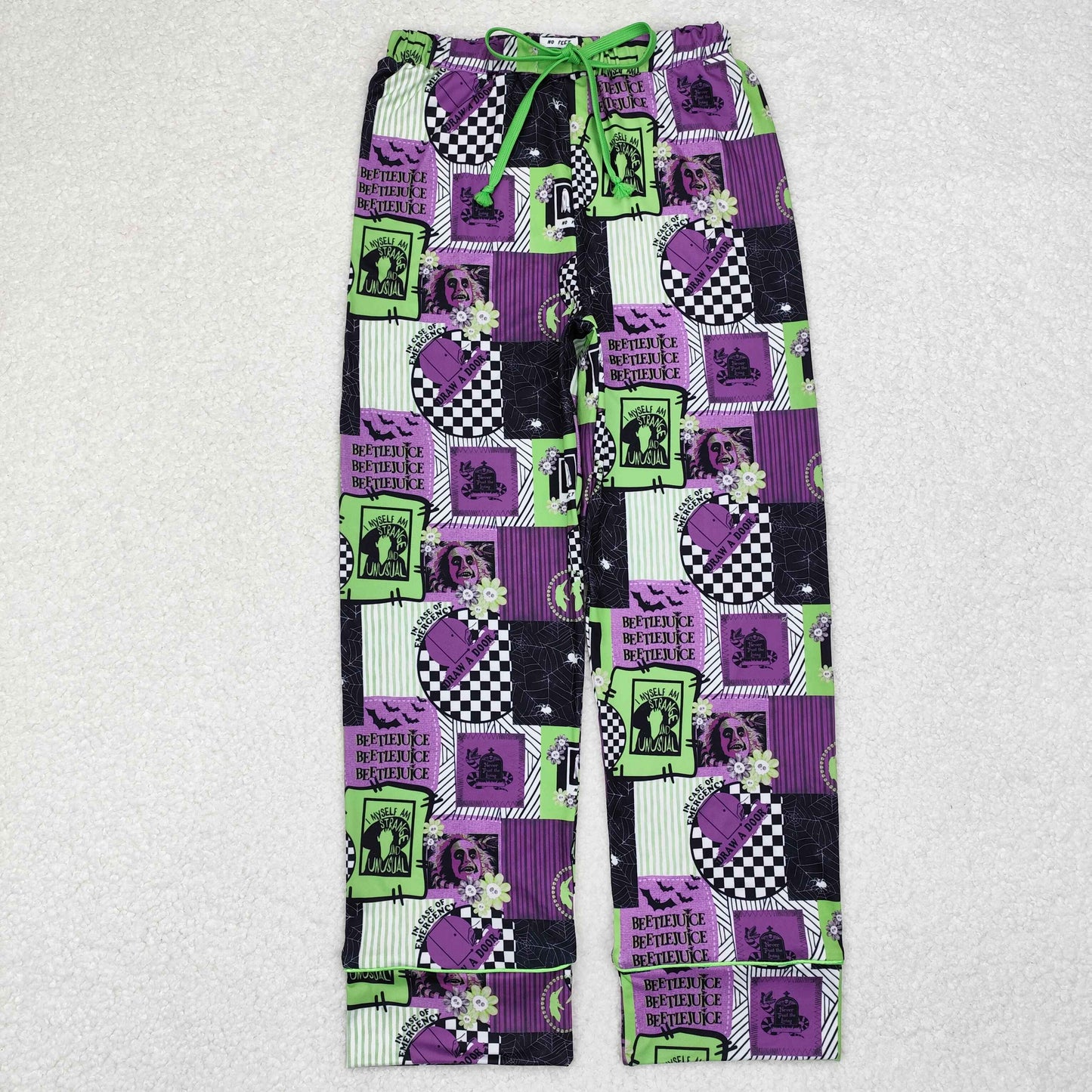 RTS NO MOQ ETA 5/7days P0585 Adult female Halloween plaid purple-green trousers