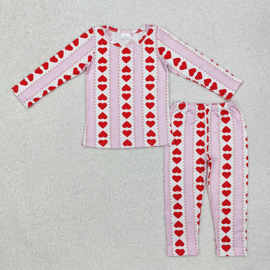 RTS NO MOQ ETA 5/7days Arrived GLP2191 Valentine's Day love pink and white long-sleeved trousers pajamas set