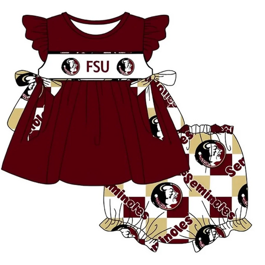 PRE ORDER Deadline August 3 close custom no moq Children's boutique clothing Maroon and gold short-sleeved shorts set