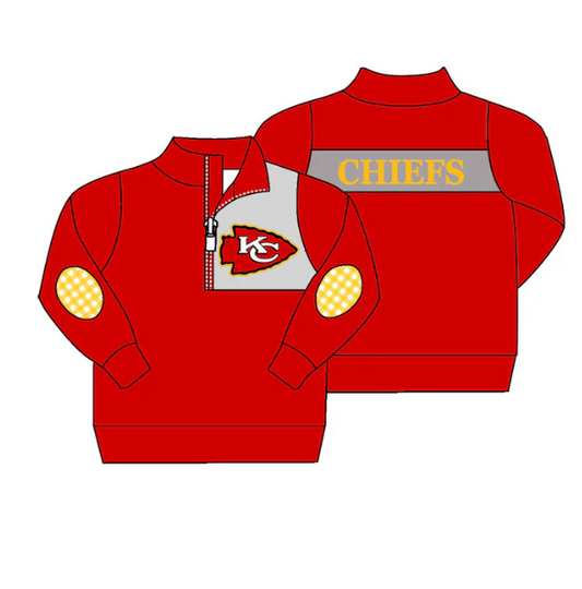 Deadline September 23 custom no moq eta 6-8weeks  Red Arrow Letters Zip-Up Pullover