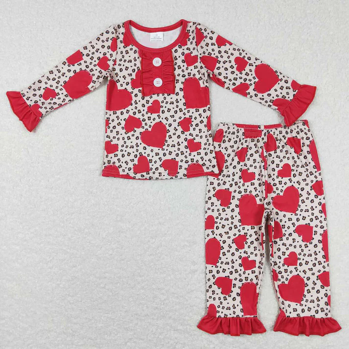 RTS NO MOQ Baby Girls Valentine love long-sleeved trousers suit & romper