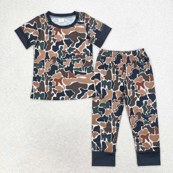 RTS NO MOQ Sibling baby boy clothes camouflage short sleeve pants Sets