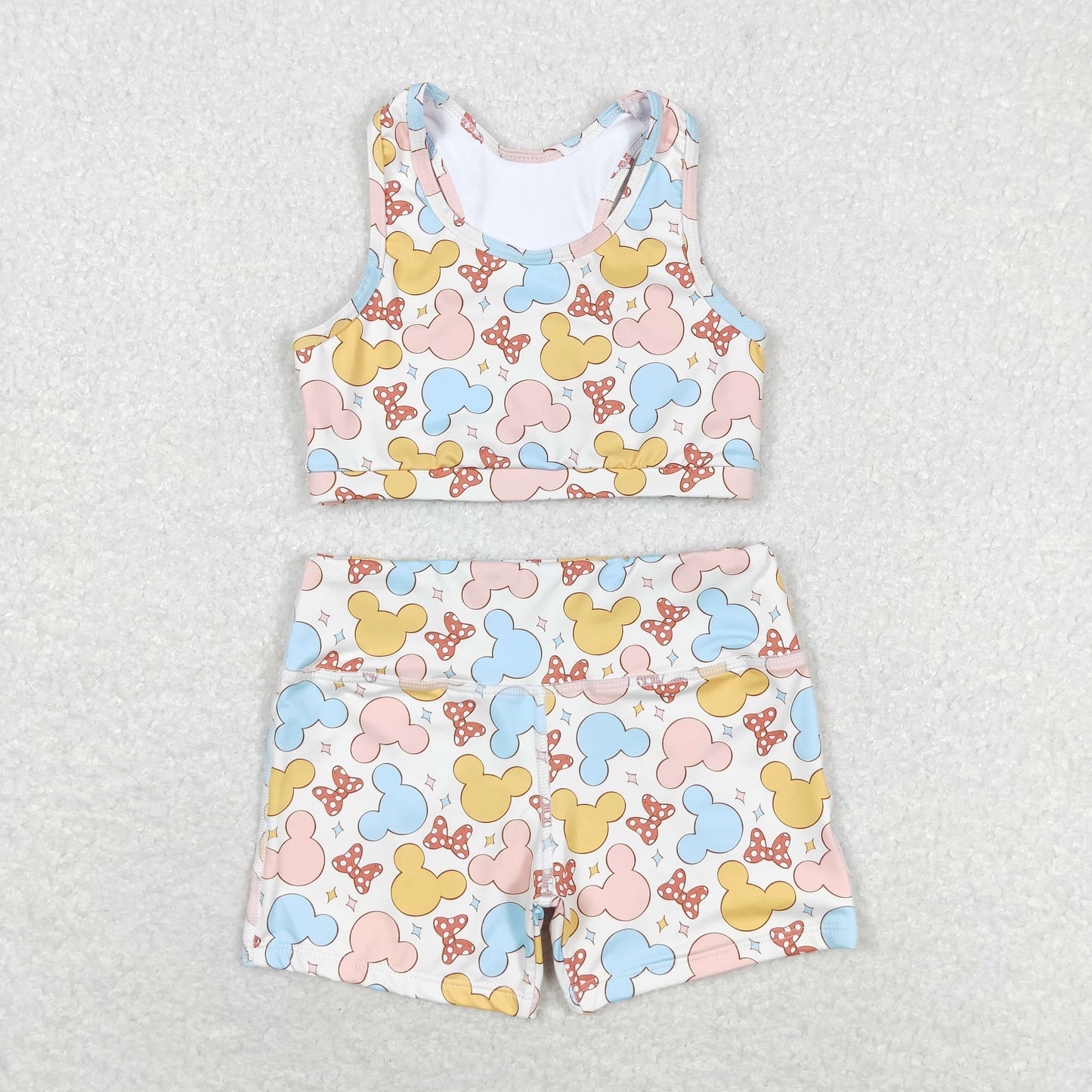 rts no moq GT0515+SS0212 Mickey bow sleeveless top shorts sets