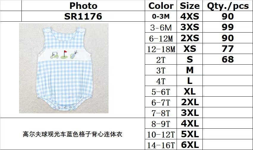 RTS no moq SR1176 Golf sightseeing car blue plaid vest jumpsuit