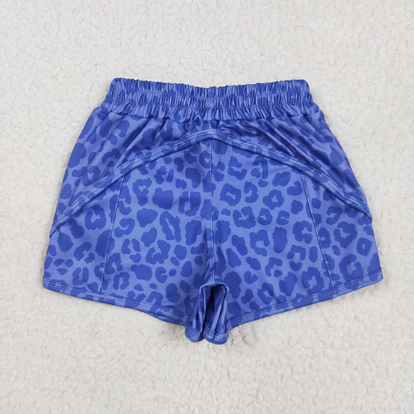 RTS NO MOQ SS0466 Blue leopard print yoga shorts