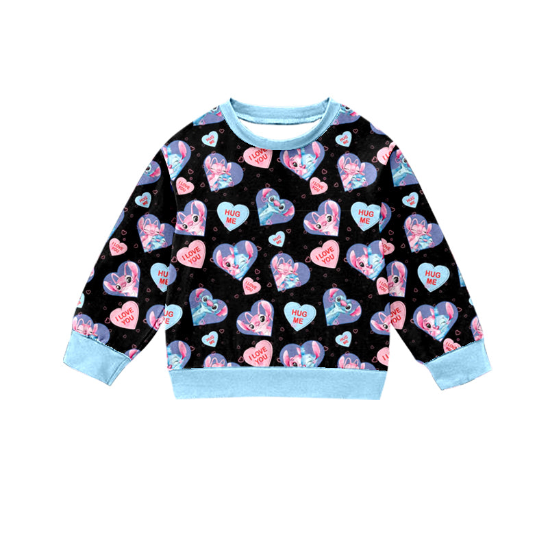 Custom moq 3 MIX SIZE eta 7/8week moq 5 eta /4/5week Boys and Girls Cartoon love Long Sleeve Top