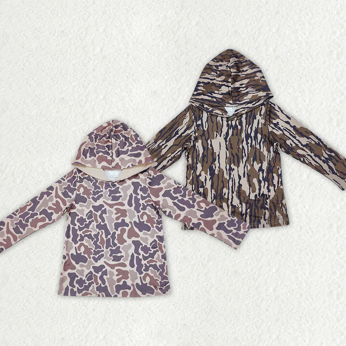 RTS NO MOQ Baby Boys Camouflage Hooded Long Sleeve Sweatshirt