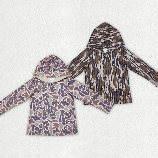 RTS NO MOQ Baby Boys Camouflage Hooded Long Sleeve Sweatshirt