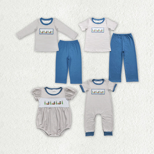 RTS NO MOQ Girls Boys embroidery duck Clothes Sets and romper