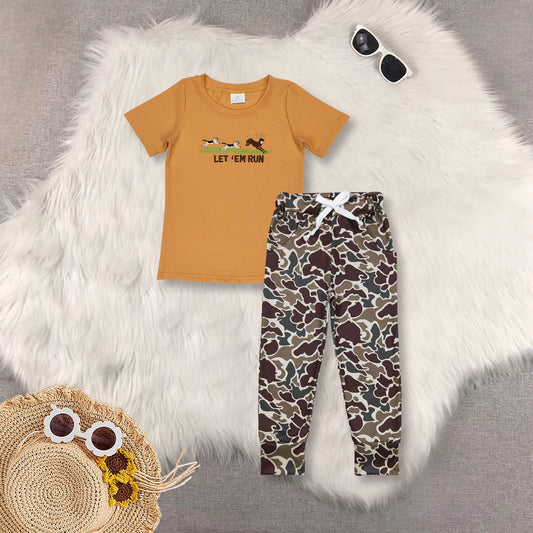 RTS NO MOQ Sibling baby boy clothes short-sleeved top camouflage trousers sets and top and pants