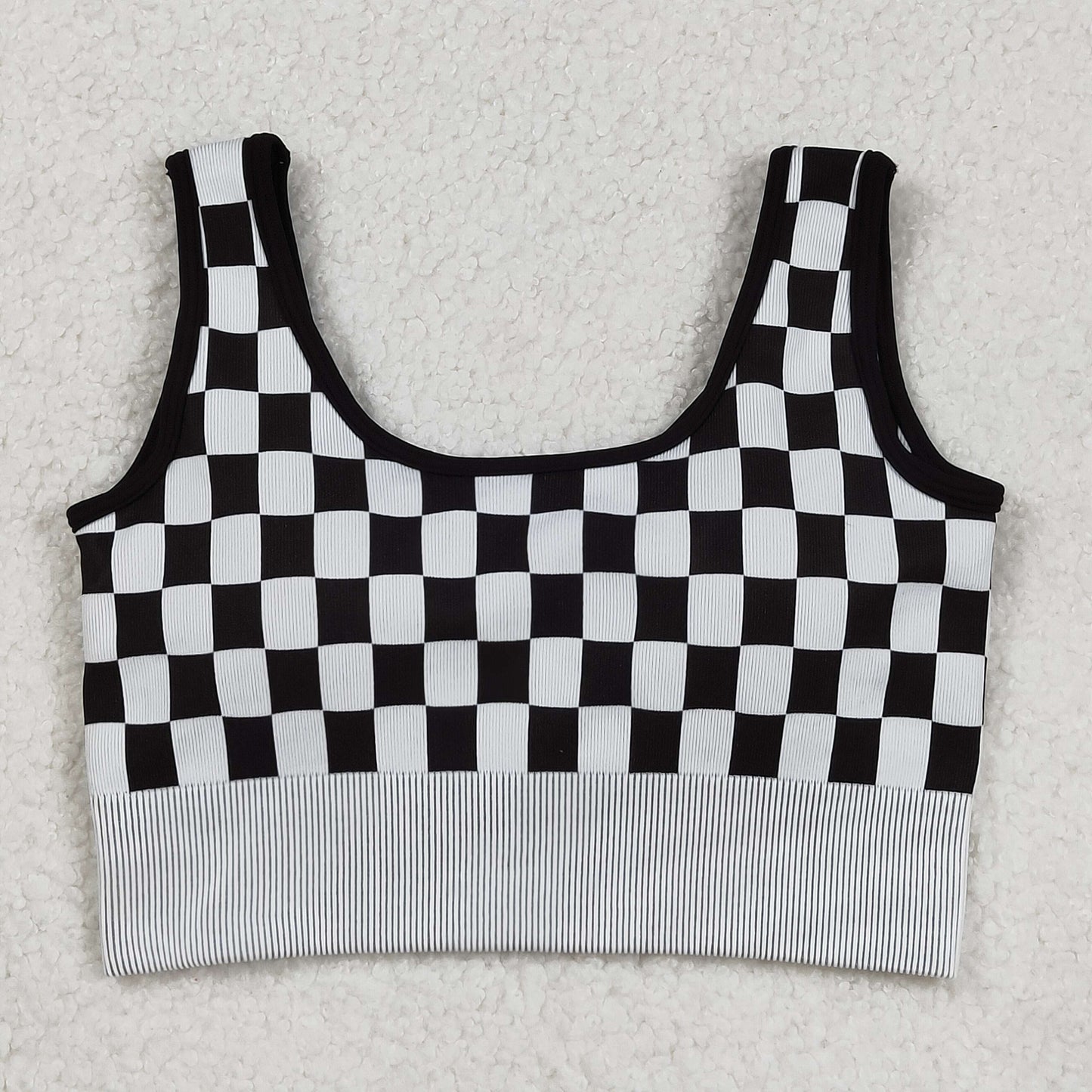 RTS NO MOQ（In Stock) GT1189 Adult Women's Black and White Checkered Vest
