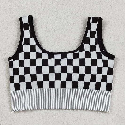 RTS NO MOQ（In Stock) GT1189 Adult Women's Black and White Checkered Vest
