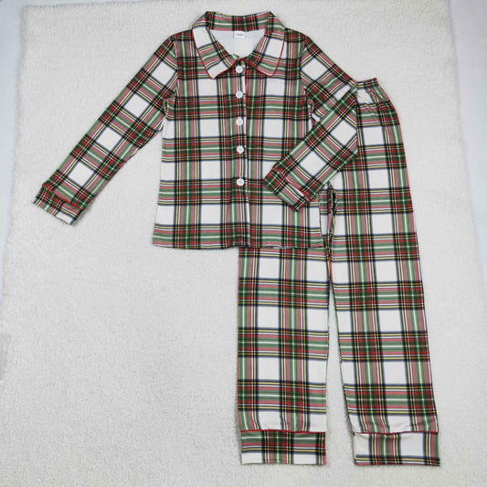 RTS NO MOQ（In Stock) BLP1277 Adult Men's Christmas Red and Green Checkered Button-Up Long-Sleeved Pajama Set