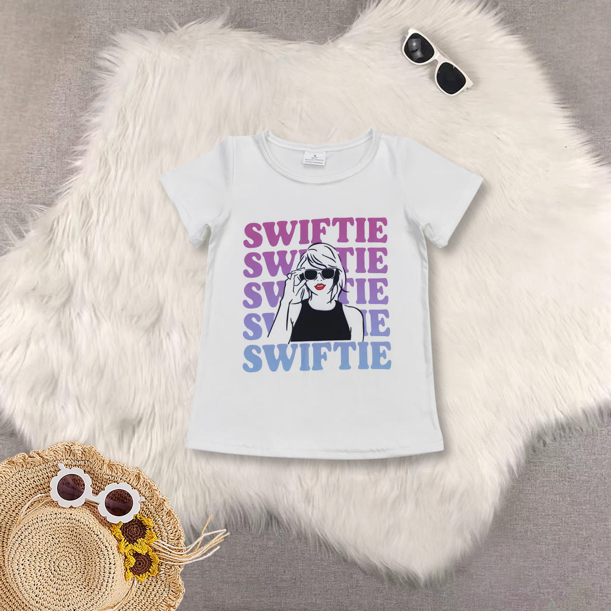 RTS NO MOQ Sibling baby girls clothes swiftie short sleeve shorts sets and Top and shorts