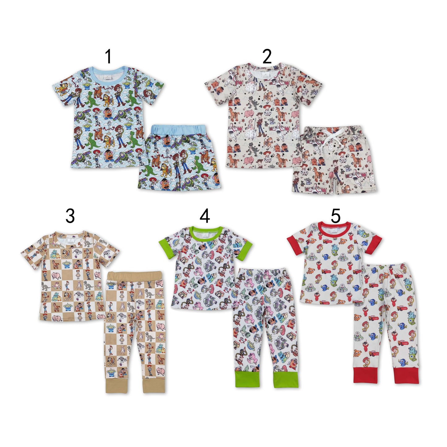 RTS NO MOQ Baby boy clothes toy story Short Sleeve Pants and shorts Suit