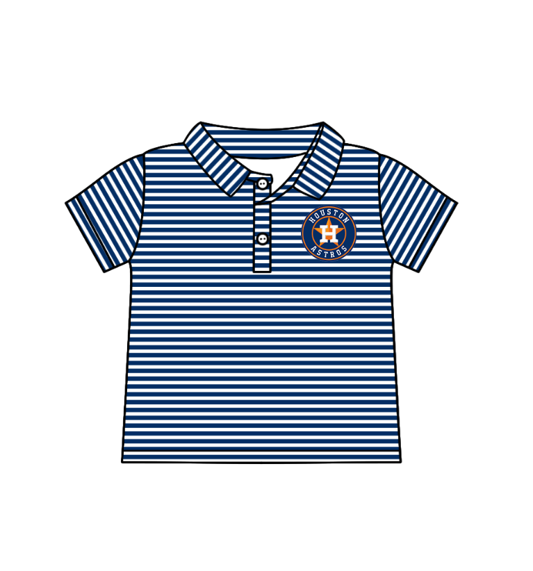 custom moq 3 eta 6-8weeks baby boy clothes team blue striped short sleeve top-25.4.29