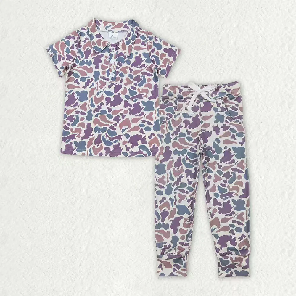 RTS NO MOQ（In Stock ) baby boys clothes camouflage short-sleeved pants sets