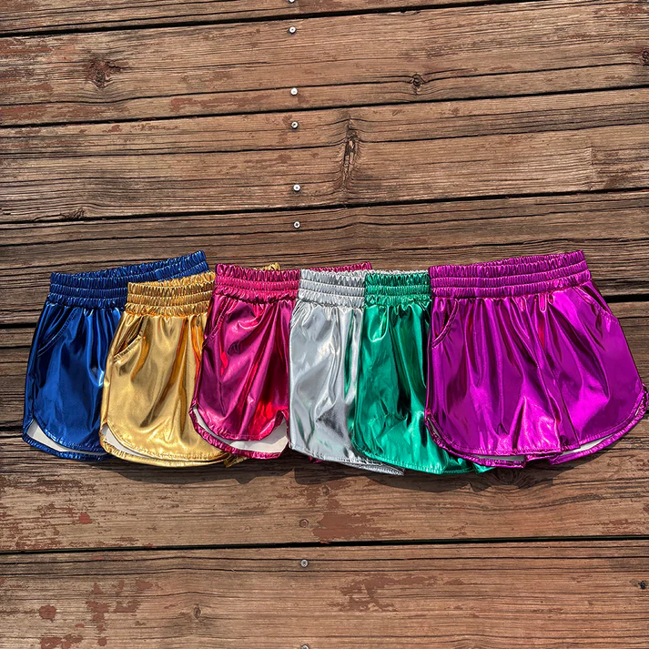 RTS NO MOQ baby girl clothes summer leather shine shorts