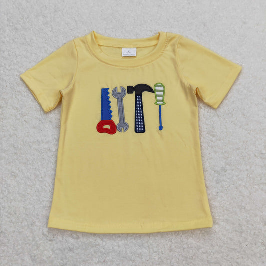 BT0575 Embroidery Hammer Tool Yellow Short Sleeve Top