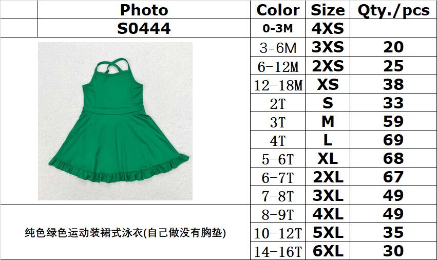 rts no moq S0444 Solid green sportswear skirt swimsuit
