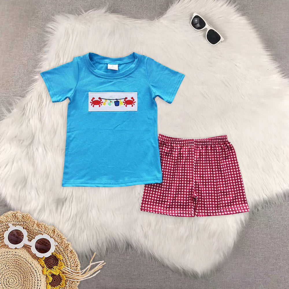 RTS NO MOQ Embroidery short-sleeved shorts suit & short-sleeved sets and romper