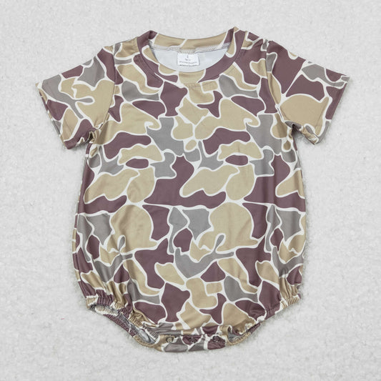 SR1252 Camouflage brown and green short-sleeved jumpsuit