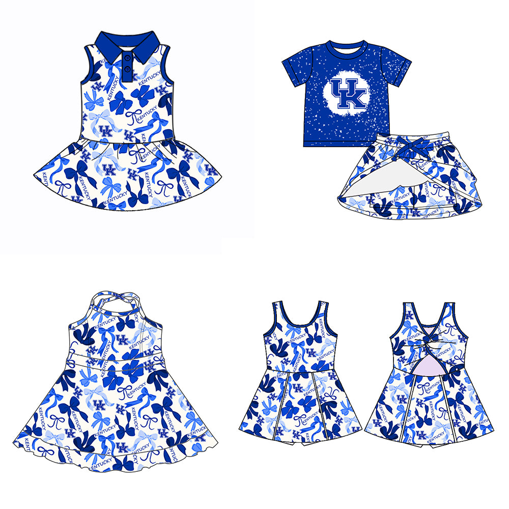 Deadline June 12Custom no moq baby girls summer dress  Summer Girls Dress Bow Dress Skirt with Shorts blue dress UK