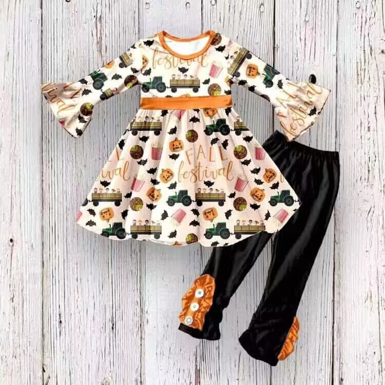 Deadline August 8 custom no moq Halloween Pumpkin Long Sleeve Pants Set