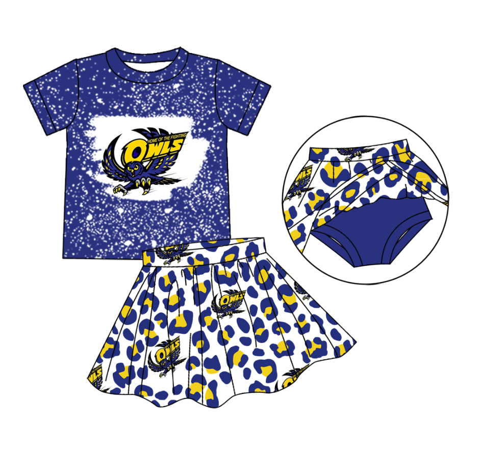 custom moq 3 eta 6-7weeks team summer baby girls clothes short sleeve skirts sets