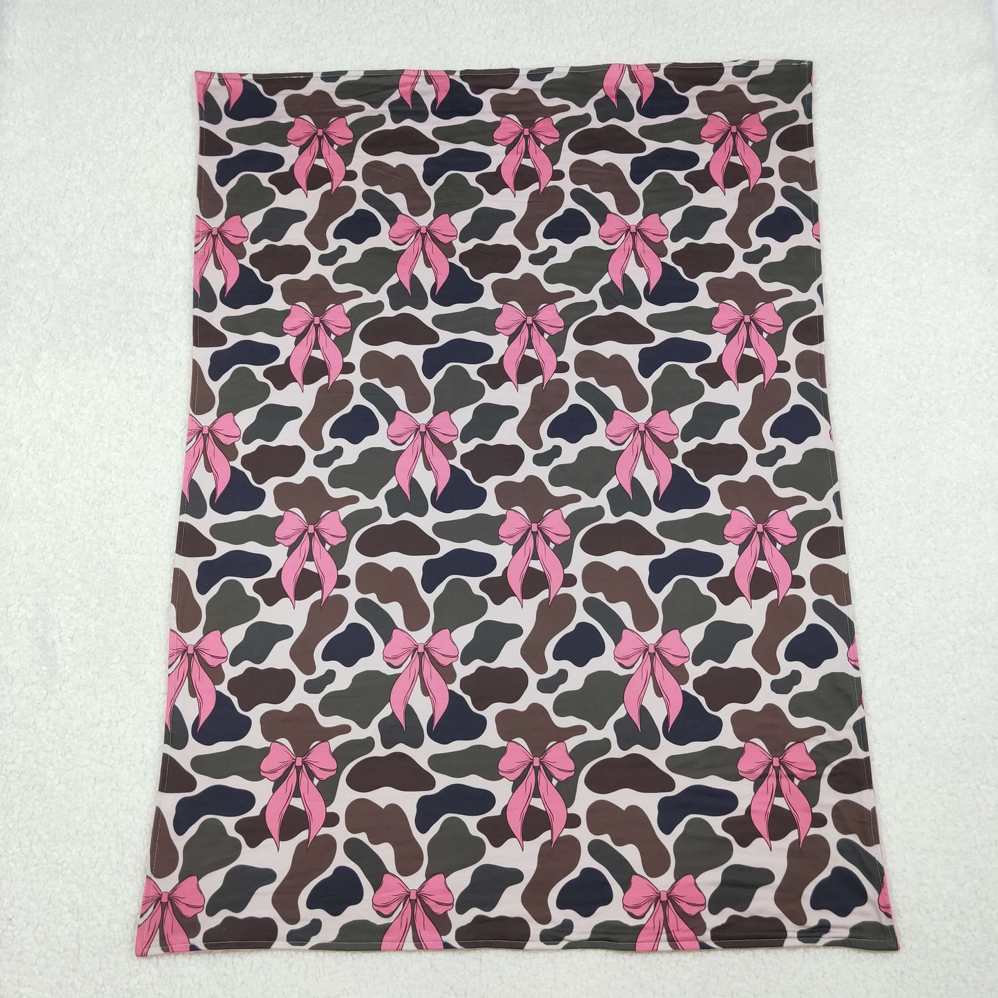 RTS NO MOQ（In Stock) BL0189 Baby blanket with camouflage bow pattern